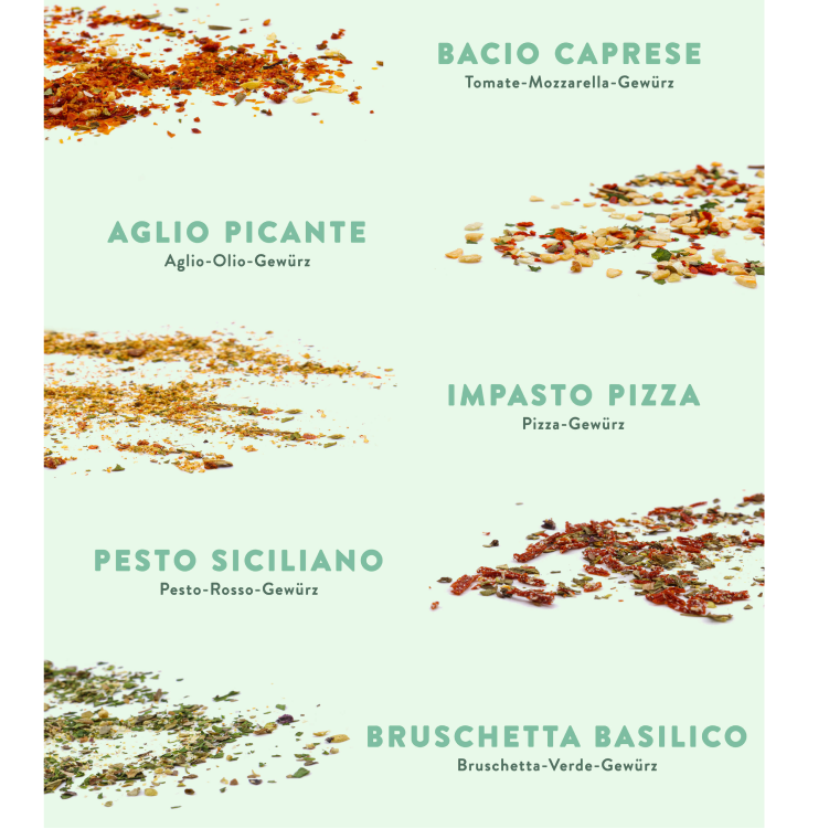 Italienische Gewürze Geschenkset - 5x Gewürzmischungen & Kräuter