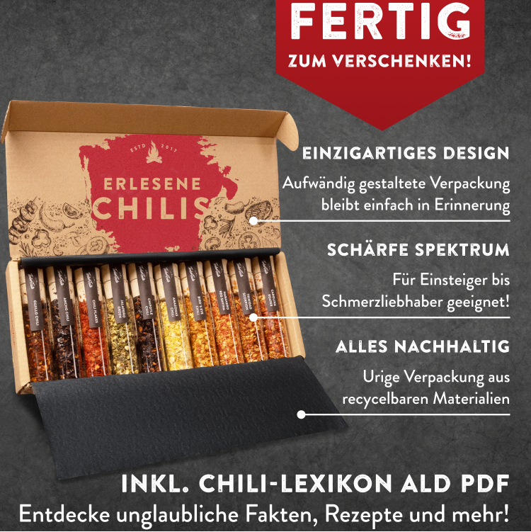 10x verschiedene Chili Gewürze zum Erleben des kompletten Schärfespektrums
