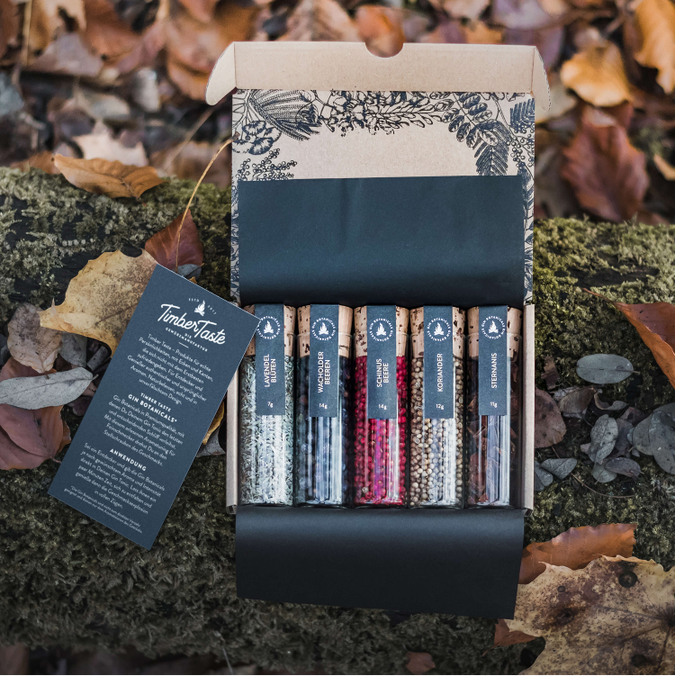 Gin Gewürze, Botanicals Geschenkset - 5x Botanicals und Kräuter zum Verfeinern